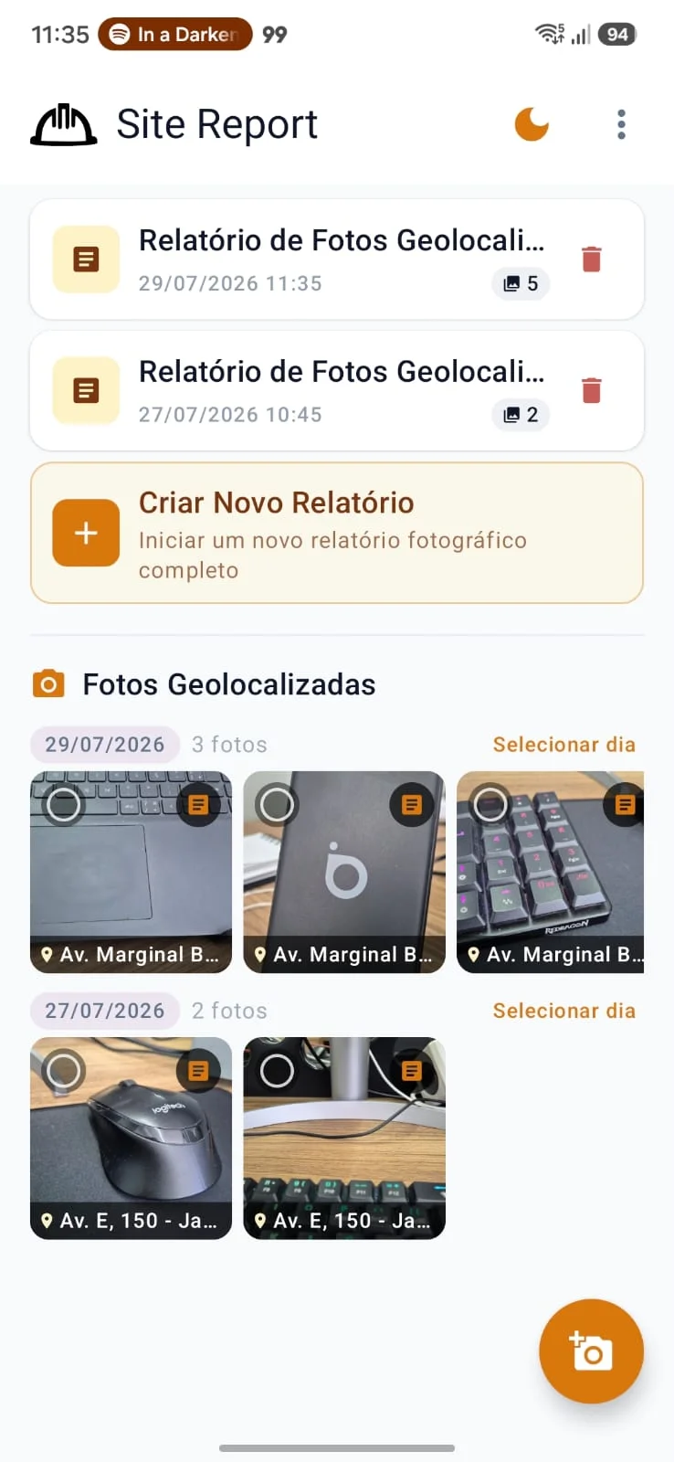 SiteReport - Cadastro e Edição